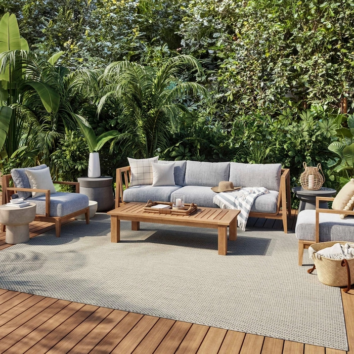 Terrace Ivory/Silver Indoor & Outdoor Area Rug - Elegance Collection