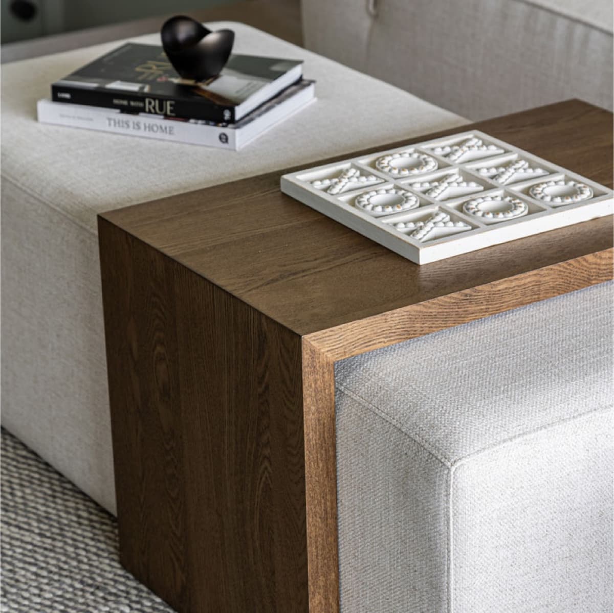 Ezrah Cream & Dark Brown Coffee Table