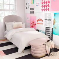 Kasra 31.5" Blush Performance Velvet Storage Bench