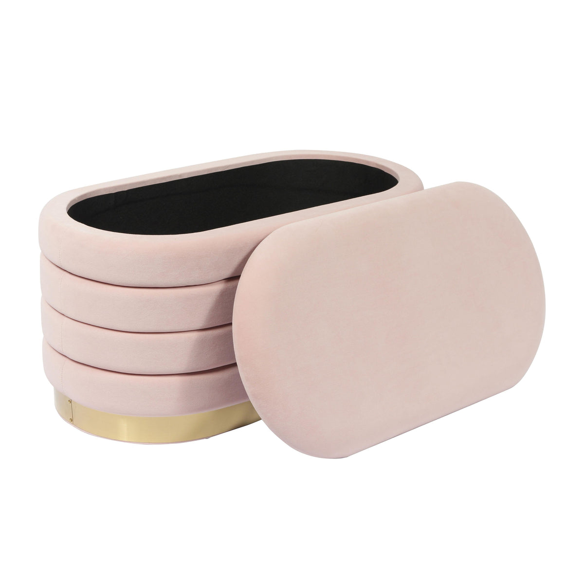 Kasra 31.5" Blush Performance Velvet Storage Bench