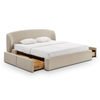 Tayler Cream Upcycled Linen Bed - Luxury Living Collection