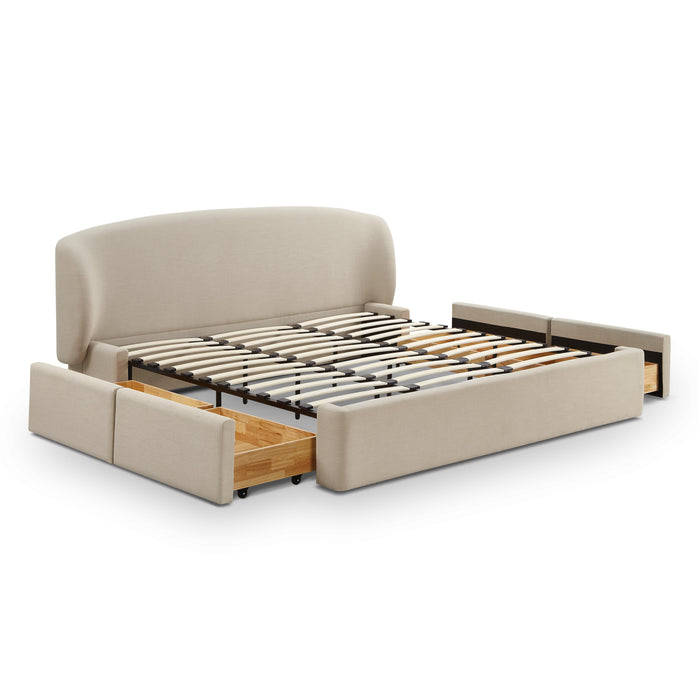 Tayler Cream Upcycled Linen Bed - Luxury Living Collection