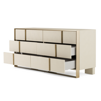 Elidi Modern Beige Shagreen & Brushed Brass Dresser
