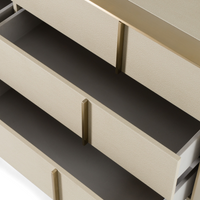 Elidi Modern Beige Shagreen & Brushed Brass Dresser