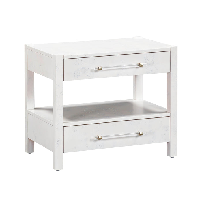 Blythe White Burl Nightstand - Luxury Living Collection