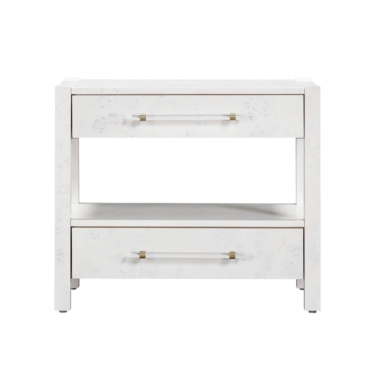 Blythe White Burl Nightstand - Luxury Living Collection