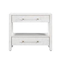 Blythe White Burl Nightstand - Luxury Living Collection