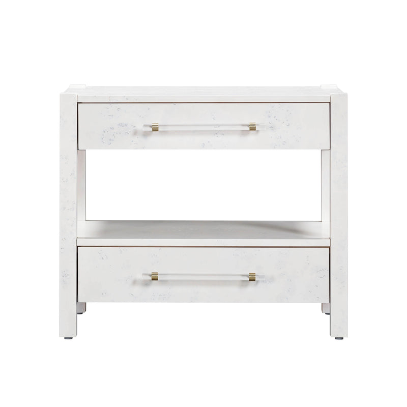 Blythe White Burl Nightstand - Luxury Living Collection