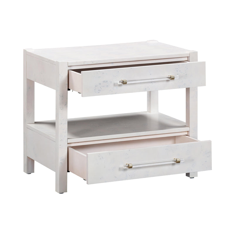 Blythe White Burl Nightstand - Luxury Living Collection