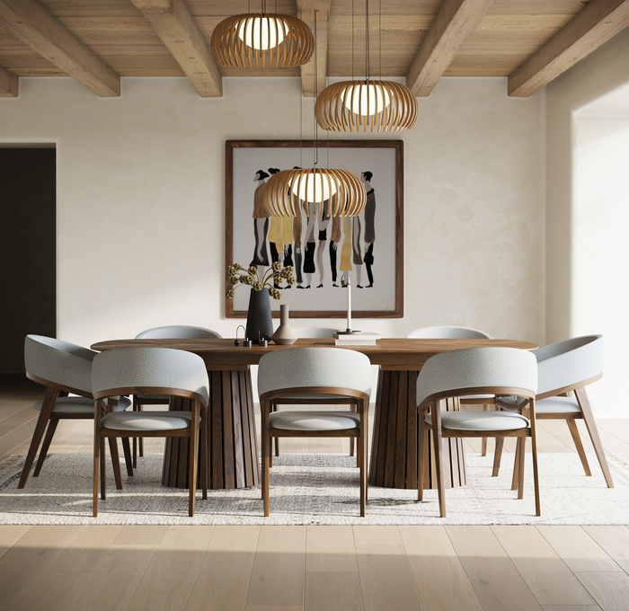 Turner Mid-Century Modern Walnut Extendable Dining Set