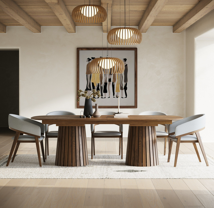 Turner Mid-Century Modern Walnut Extendable Dining Set