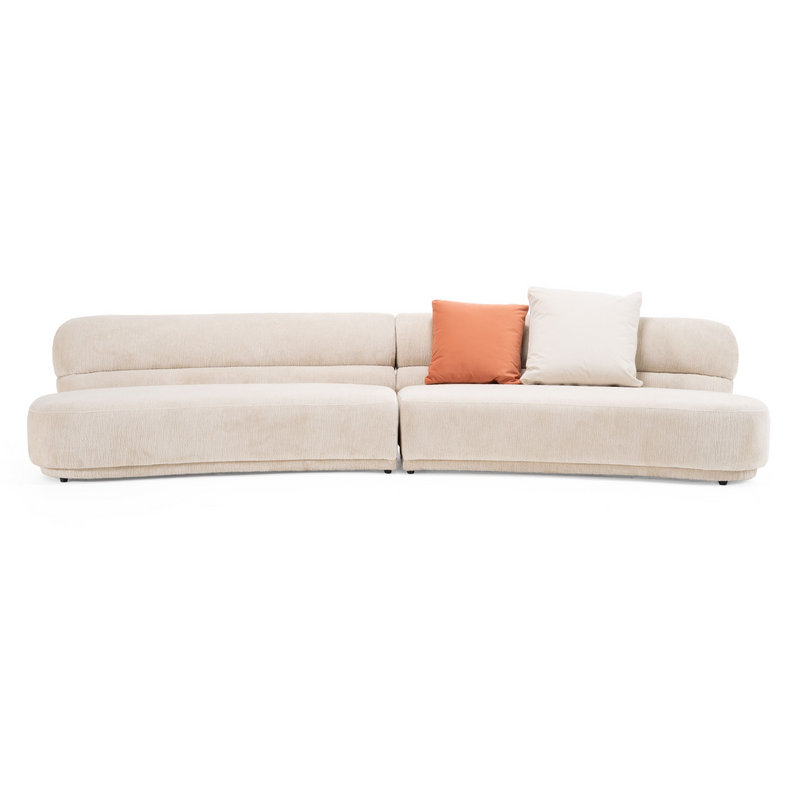 Lillian Modern Beige Curved Sectional Sofa