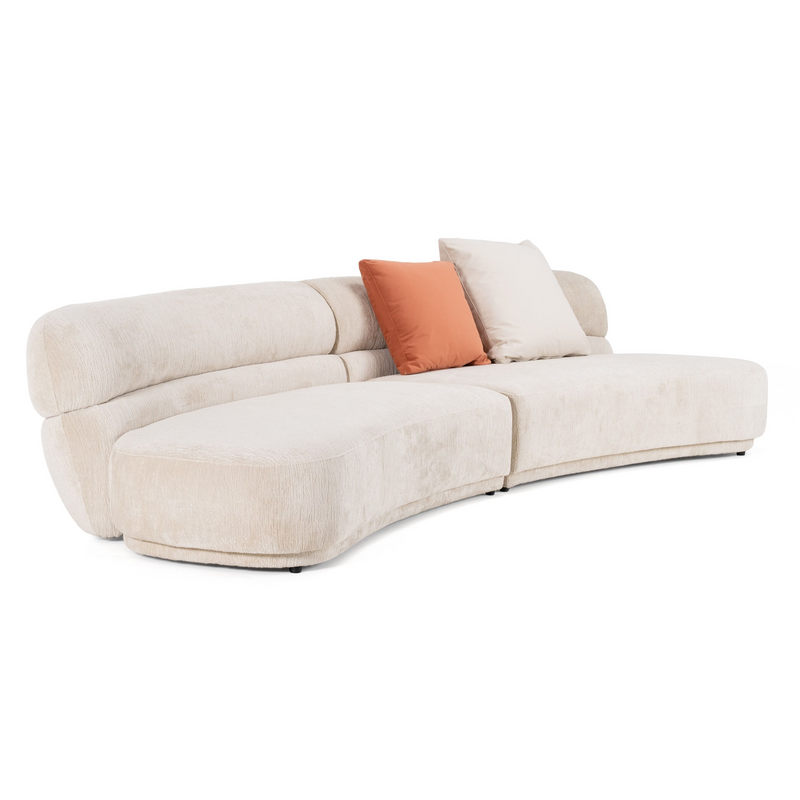 Lillian Modern Beige Curved Sectional Sofa