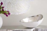 Egg White and Silver Leaf Decorative Bowl
