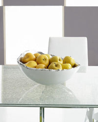 Egg White and Silver Leaf Decorative Bowl