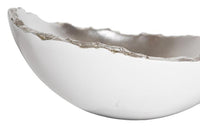 Egg White and Silver Leaf Decorative Bowl