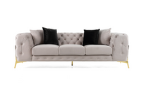 Bronte Light Beige Velvet Transitional Sofa