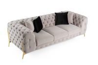 Bronte Light Beige Velvet Transitional Sofa