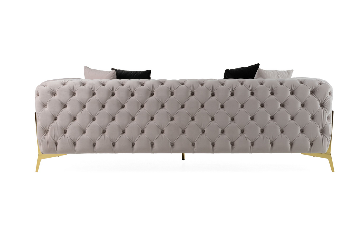 Bronte Light Beige Velvet Transitional Sofa