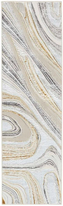 Glam Grey/Gold Modern Curves Area Rug - Elegance Collection