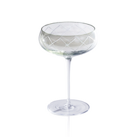 Audrey Green Luster Hand Etched Martini/Champagne Glass  - Set of 8