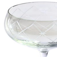 Audrey Green Luster Hand Etched Martini/Champagne Glass  - Set of 8