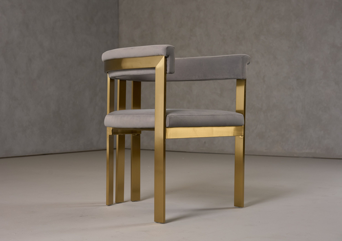 Thisbe Modern Grey Velvet + Champagne Gold Dining Chair