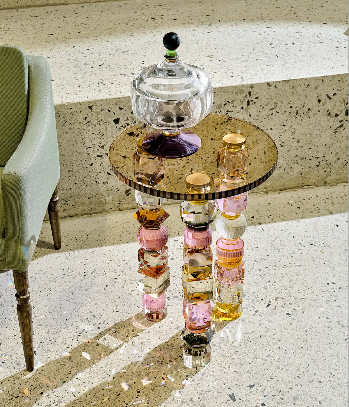 Amira European Artist Collection Crystal Accent Table