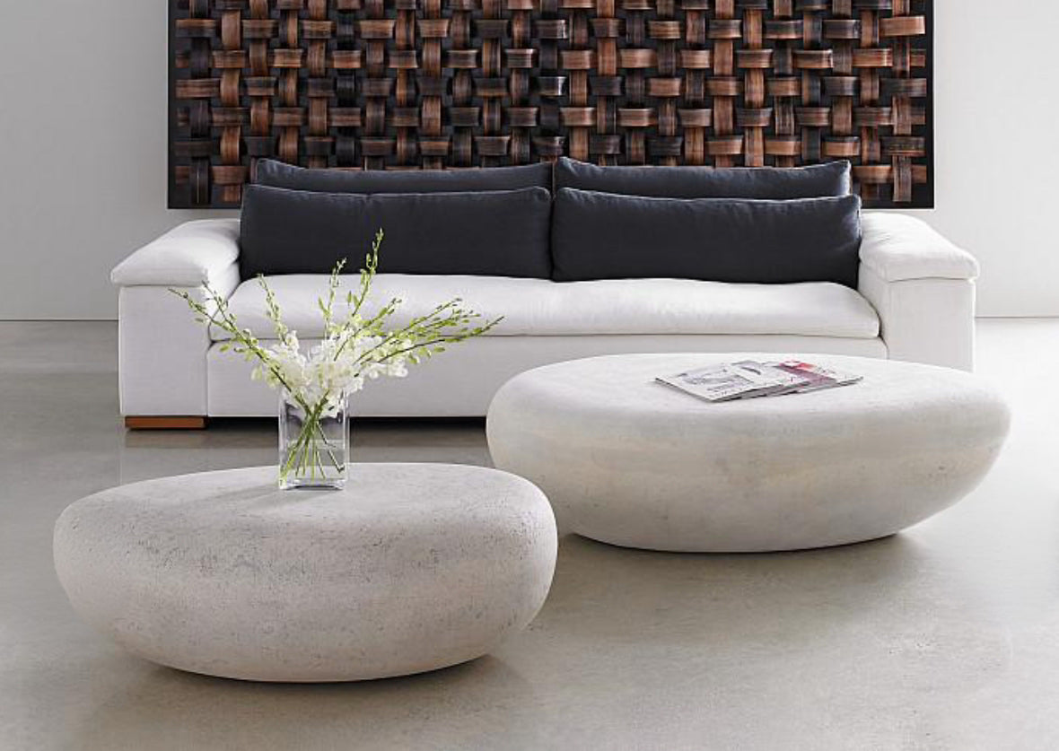 River Rock White Stone Coffee Table