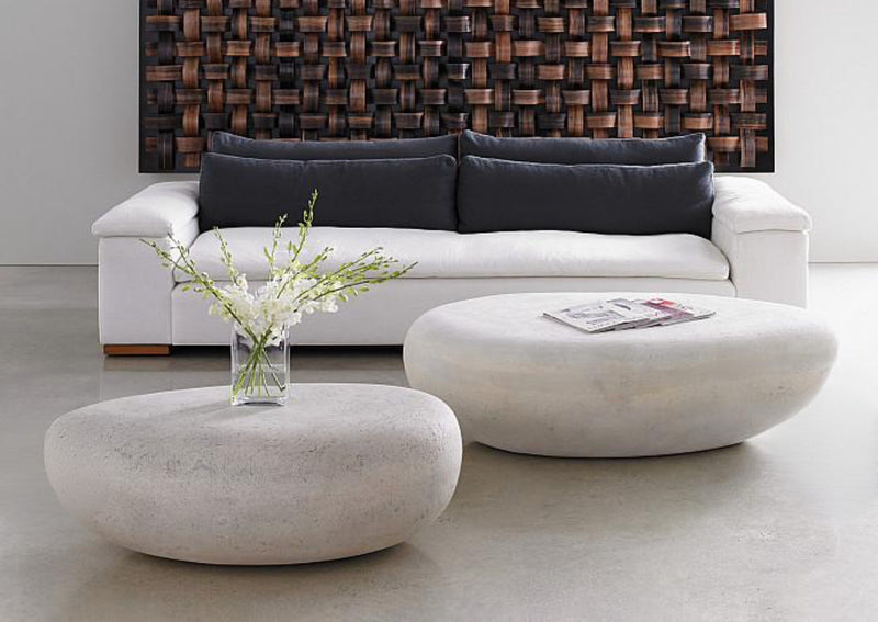 River Rock White Stone Coffee Table