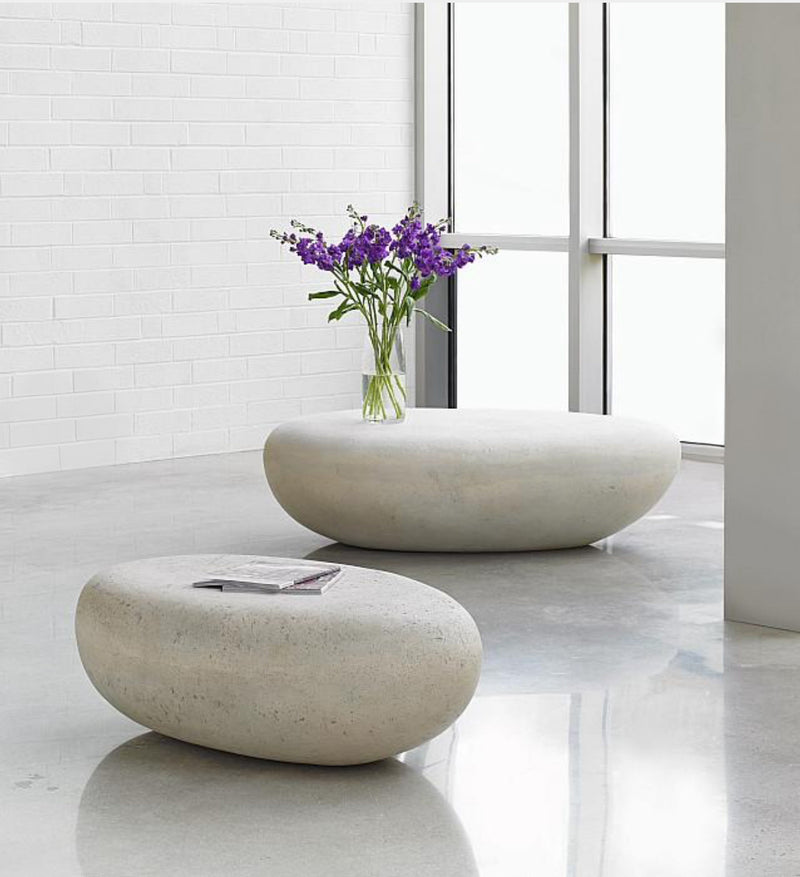 River Rock White Stone Coffee Table