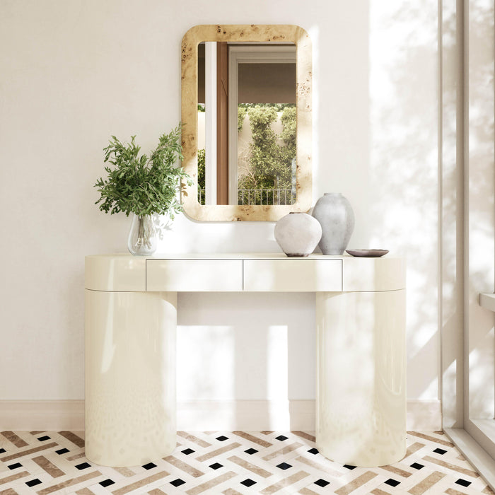 Mira 50” High Gloss Cream Console Table - Luxury Living Collection