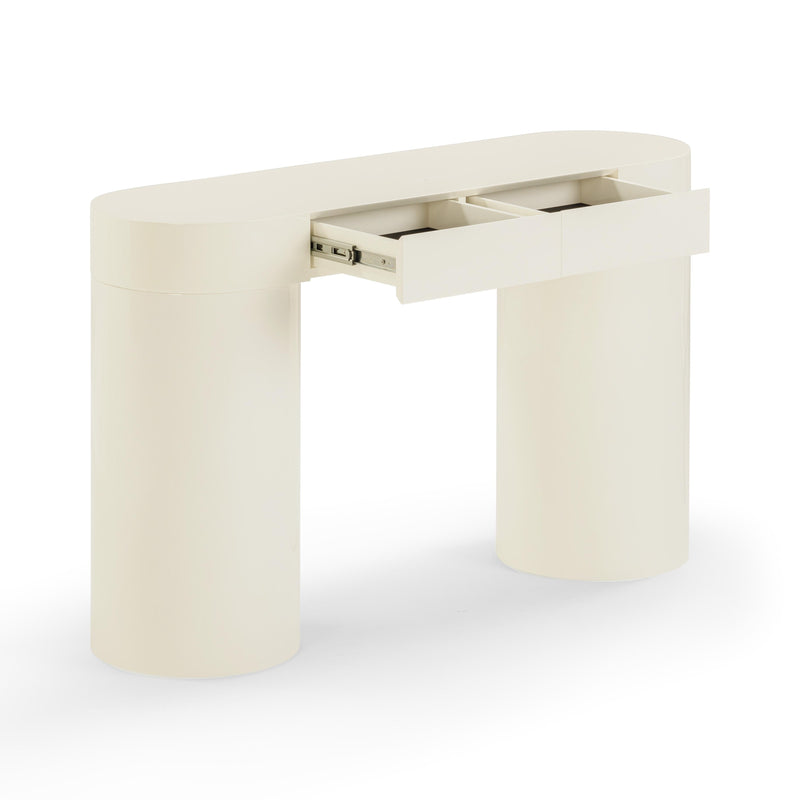 Mira 50” High Gloss Cream Console Table - Luxury Living Collection