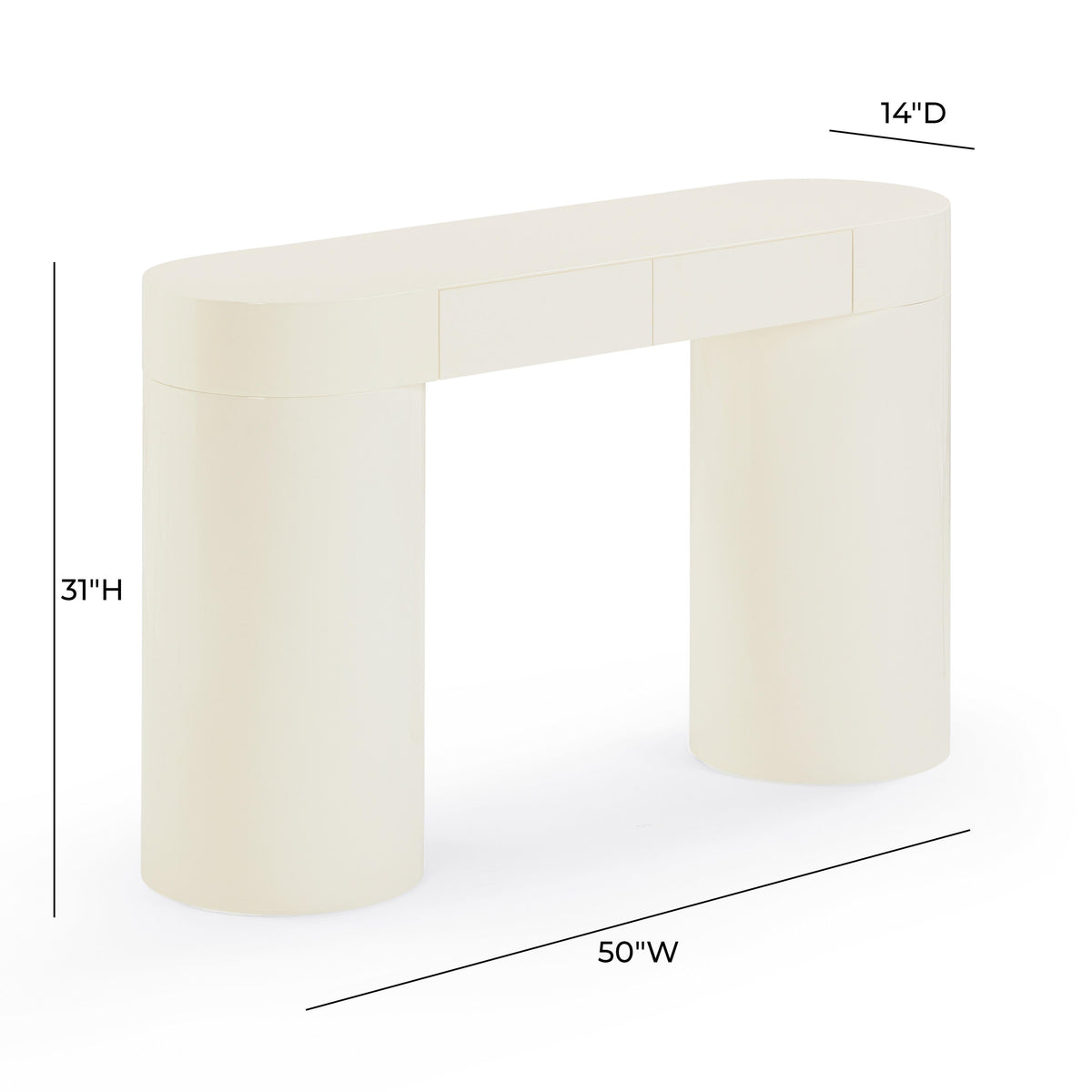 Mira 50” High Gloss Cream Console Table - Luxury Living Collection
