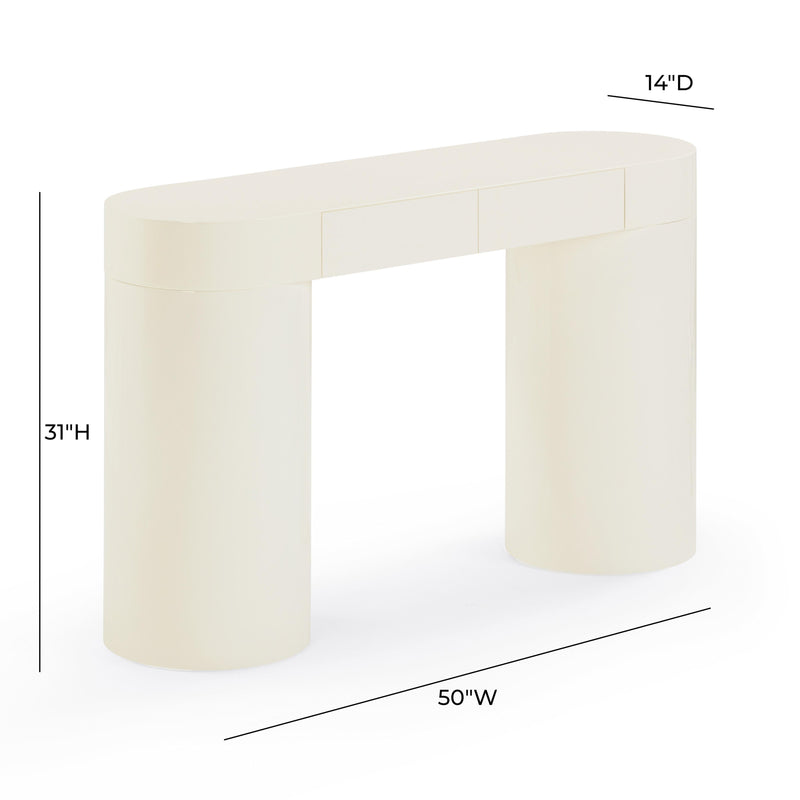 Mira 50” High Gloss Cream Console Table - Luxury Living Collection
