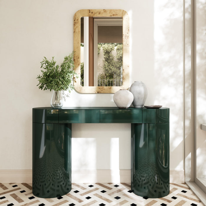 Mira 50” High Gloss Green Console Table - Luxury Living Collection