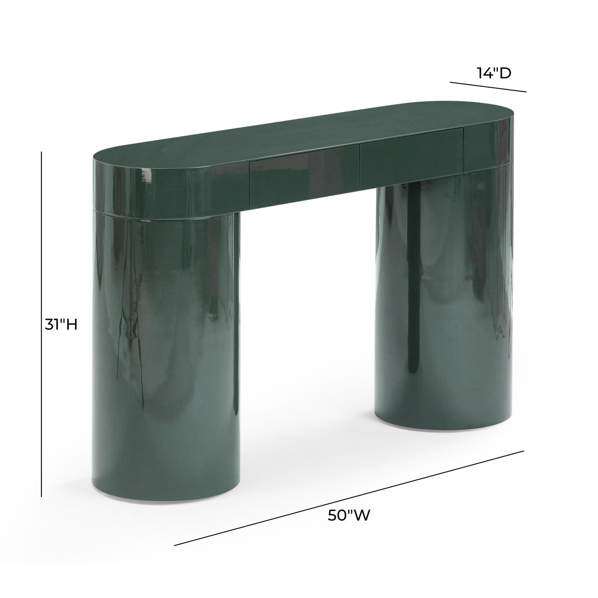 Mira 50” High Gloss Green Console Table - Luxury Living Collection