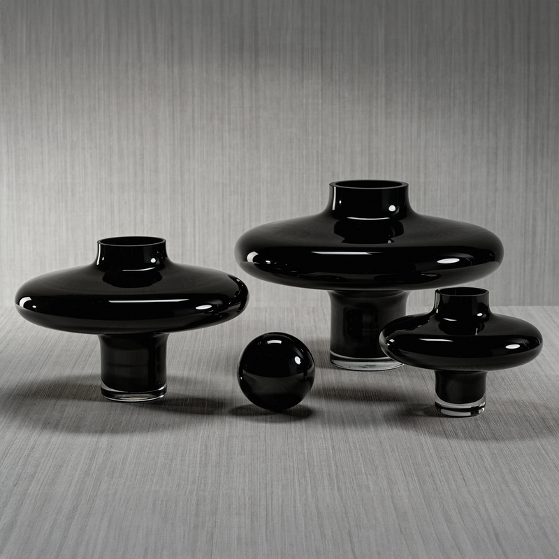 Lilly Handmade Black Glass Vase (3 Sizes Available)