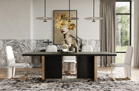 Shale Black Ash + Brushed Gold Rectangular Dining Table