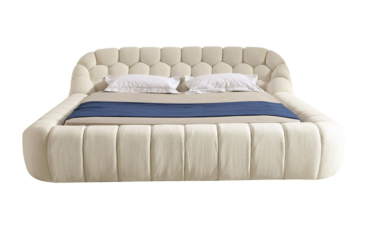 Nicoma Off-White Fabric Bed