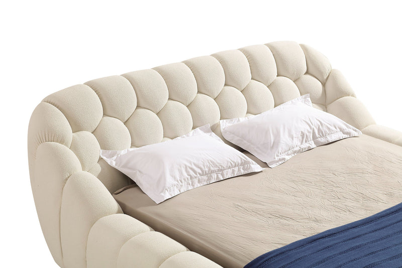 Nicoma Off-White Fabric Bed