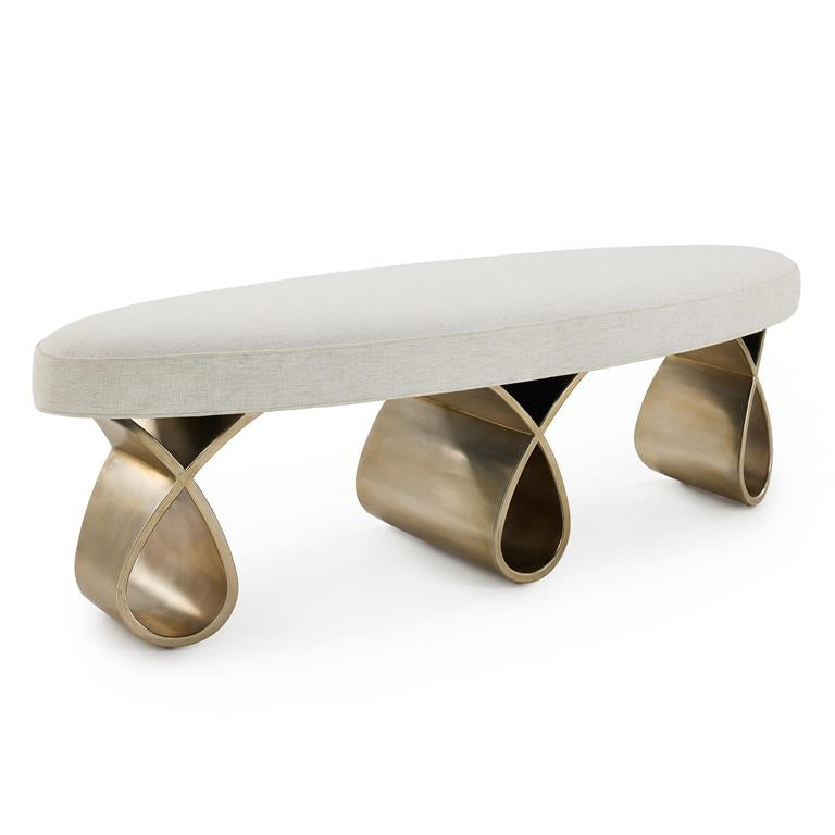 Bessett 56" White Brass Loop Bench