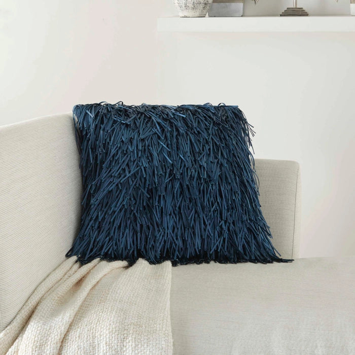 Navy blue faux fur pillow sale