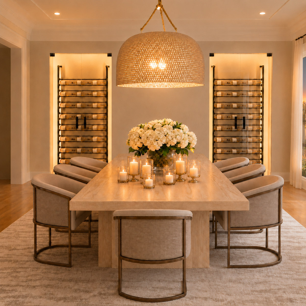 Chelsea Performance White Weave Fabric & Gold Dining Chair