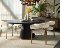 Tasmin 98" Black Acacia & Brushed Gold Dining Table