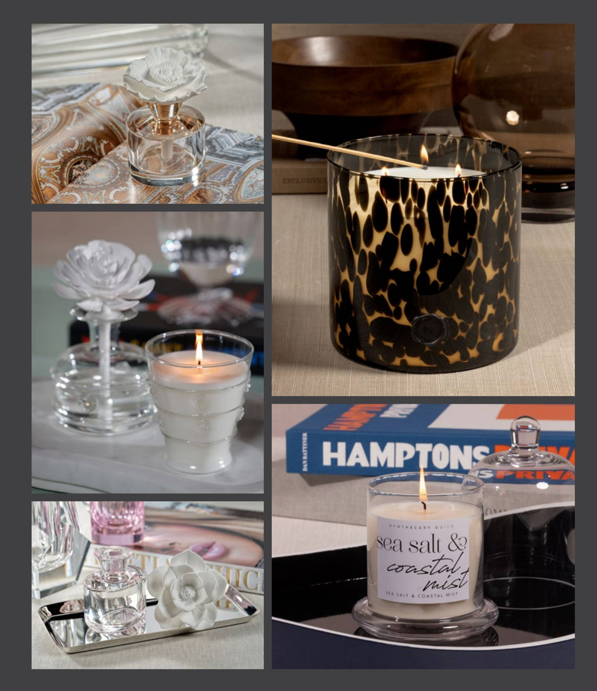 Opal Glass Five-Wick Candle Jar Amber & Black/ Cedar Leaf & Hinoki Cypress (Set of 2)