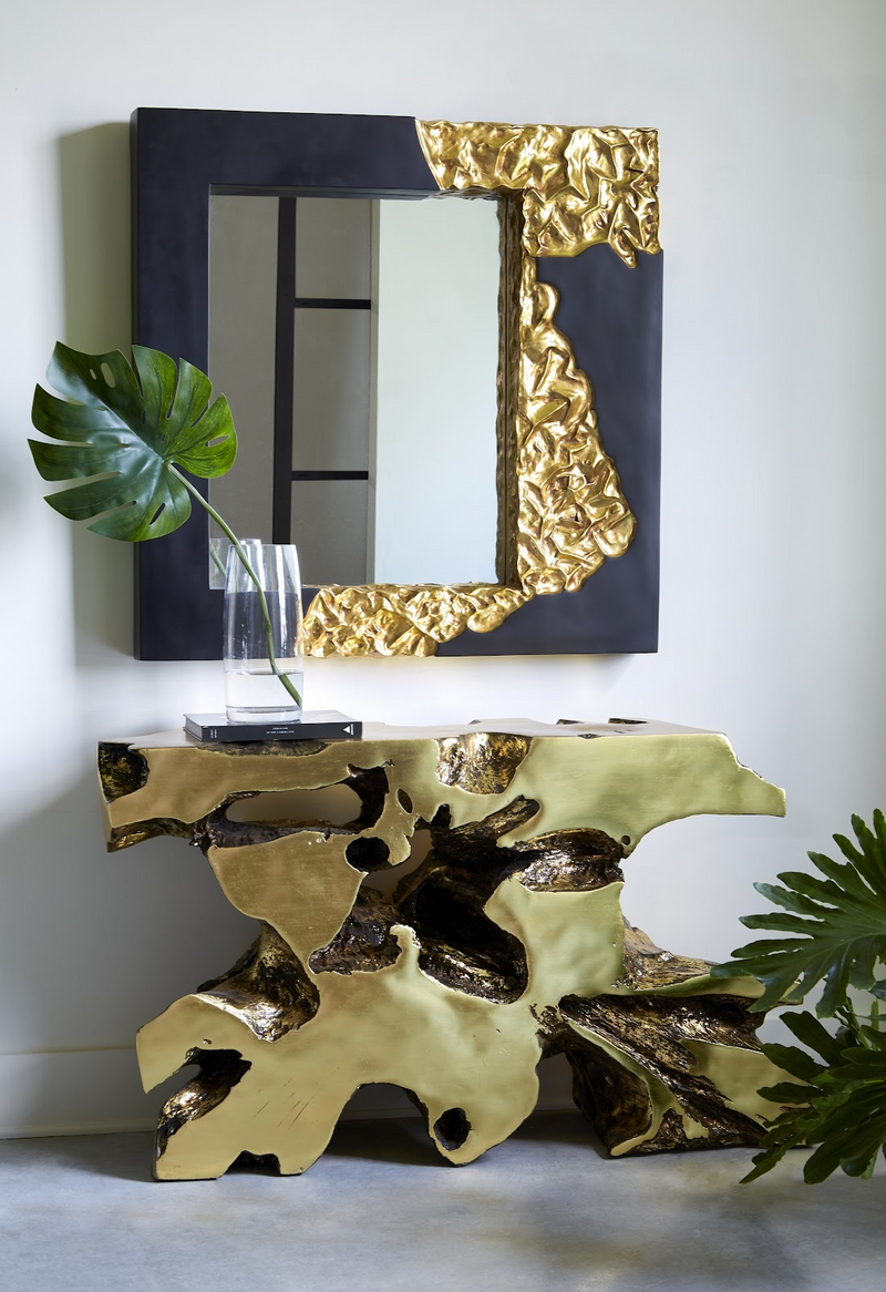 Mars Gold Leaf Square Mirror