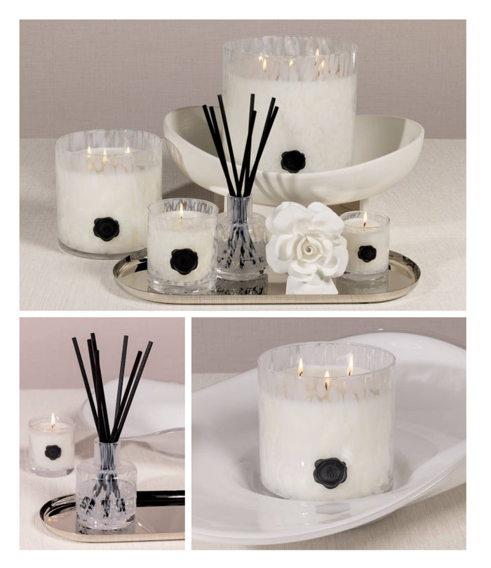 Opal Glass Five-Wick Candle Jar White/Gardenia (Set of 2)