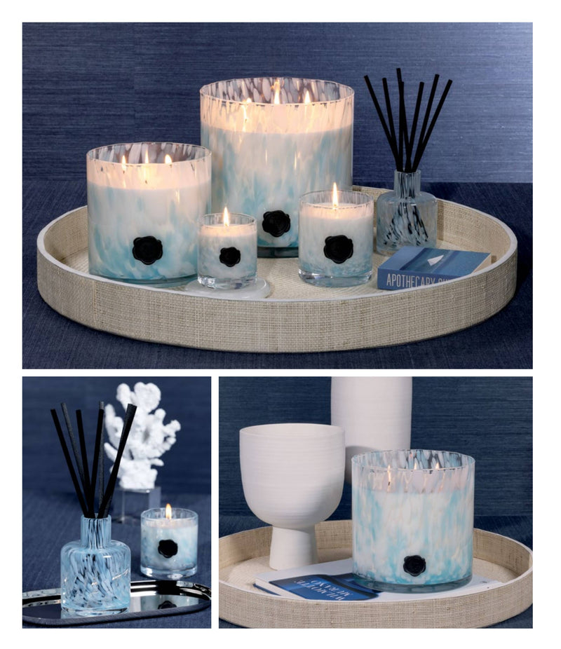 Opal Glass Five-Wick Candle Jar Blue/Sunset Beach (Set of 2)