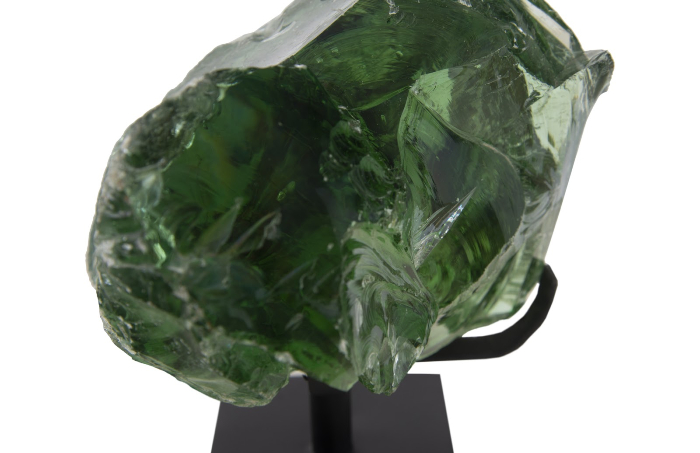 Luminous Green Glass Sculpture, On Base